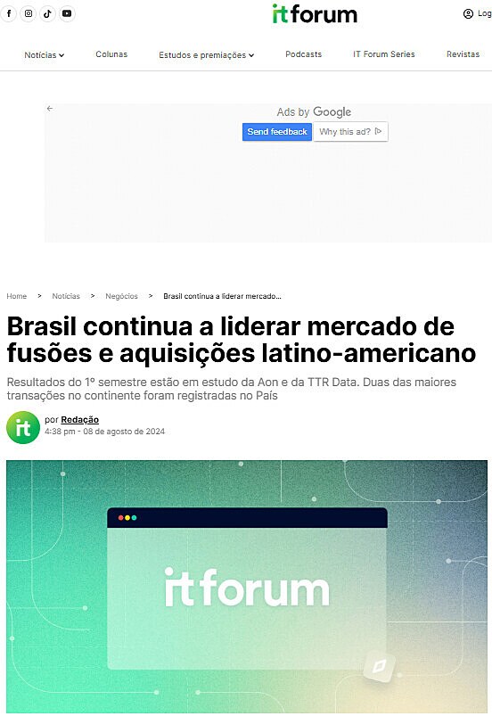 Brasil continua a liderar mercado de fuses e aquisies latino-americano